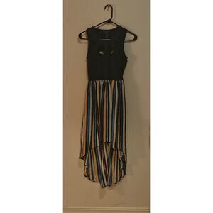 Women's Sleeveless Boho Style Black With Stripes Mini Dress Size Medium